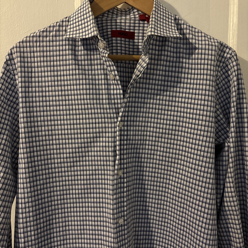 Hugo‎ Boss Button Down Plaid Dress Shirt Men's Size15.5 , 34/35/40